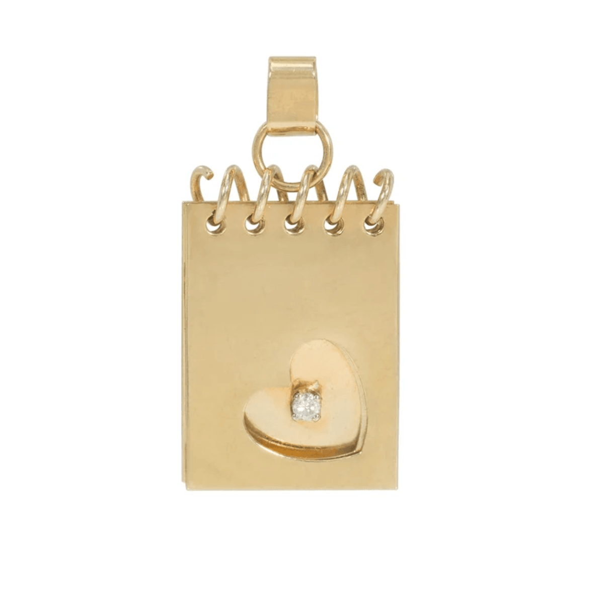 Retro 14KT Yellow Gold Diamond Je T'aime Pendant front