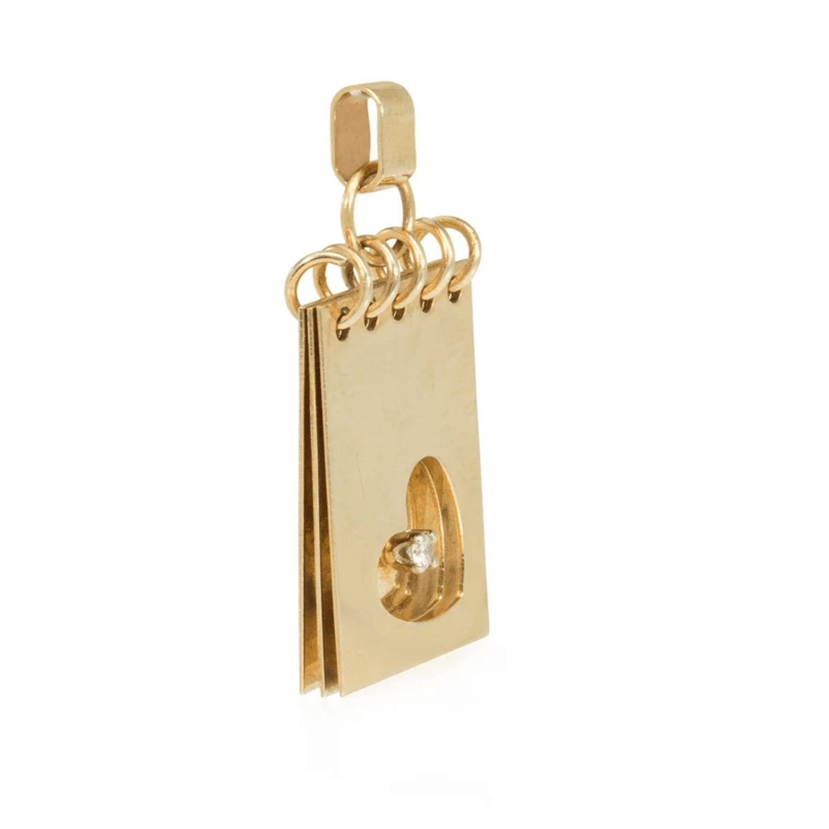 Retro 14KT Yellow Gold Diamond Je T'aime Pendant side