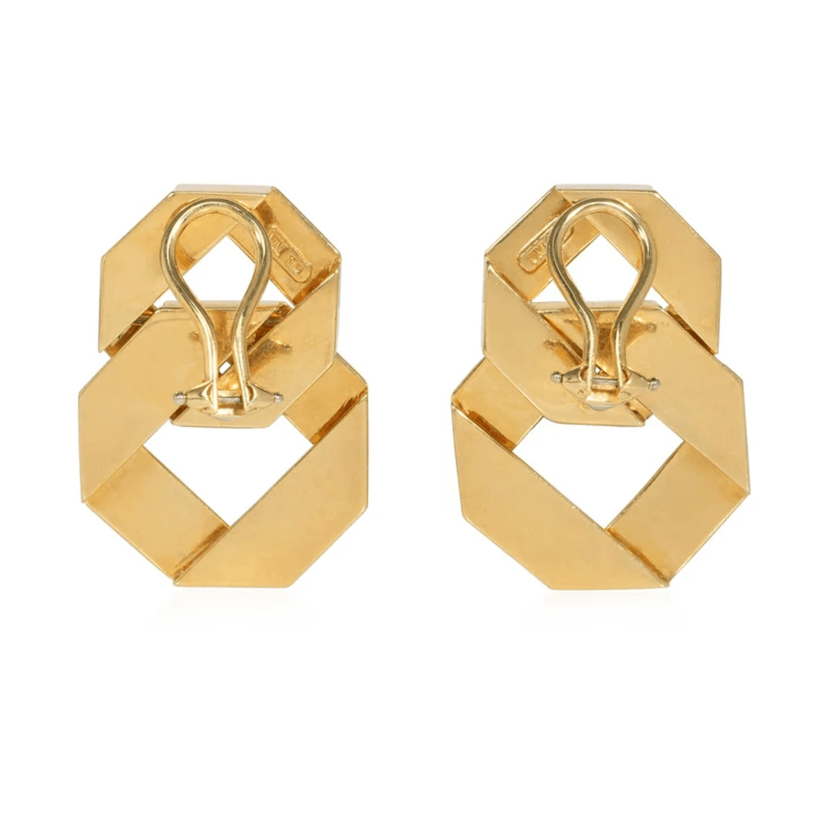 1980s 18KT Yellow Gold Earrings back