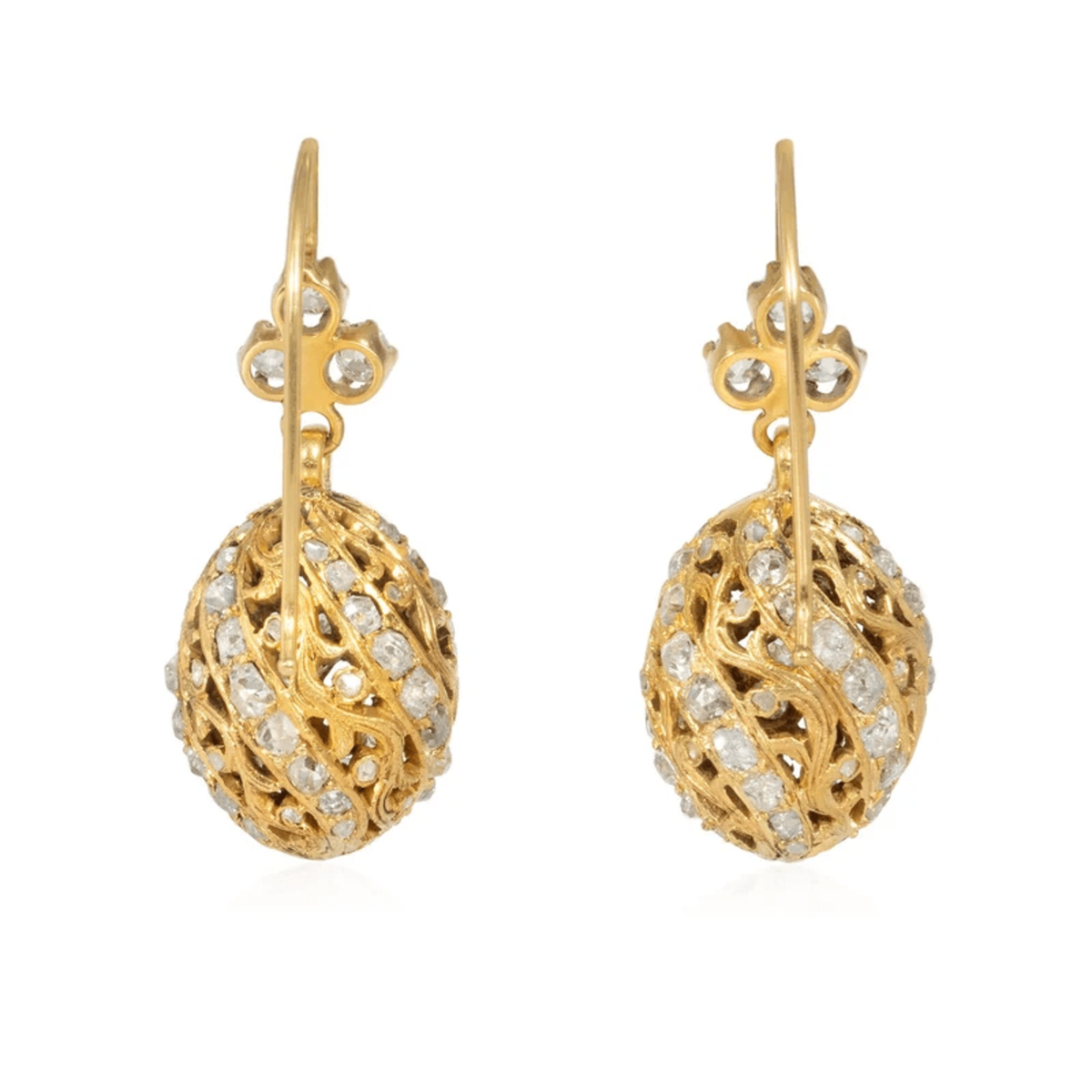 Austrian Victorian 14KT Yellow Gold Diamond Earrings back
