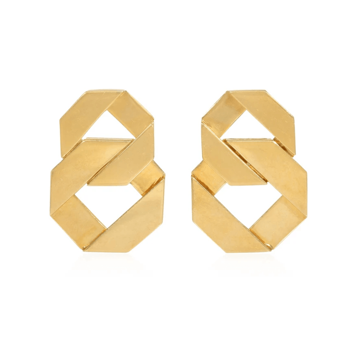 1980s 18KT Yellow Gold Earrings front