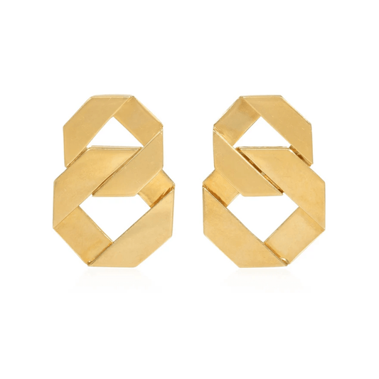 1980s 18KT Yellow Gold Earrings front