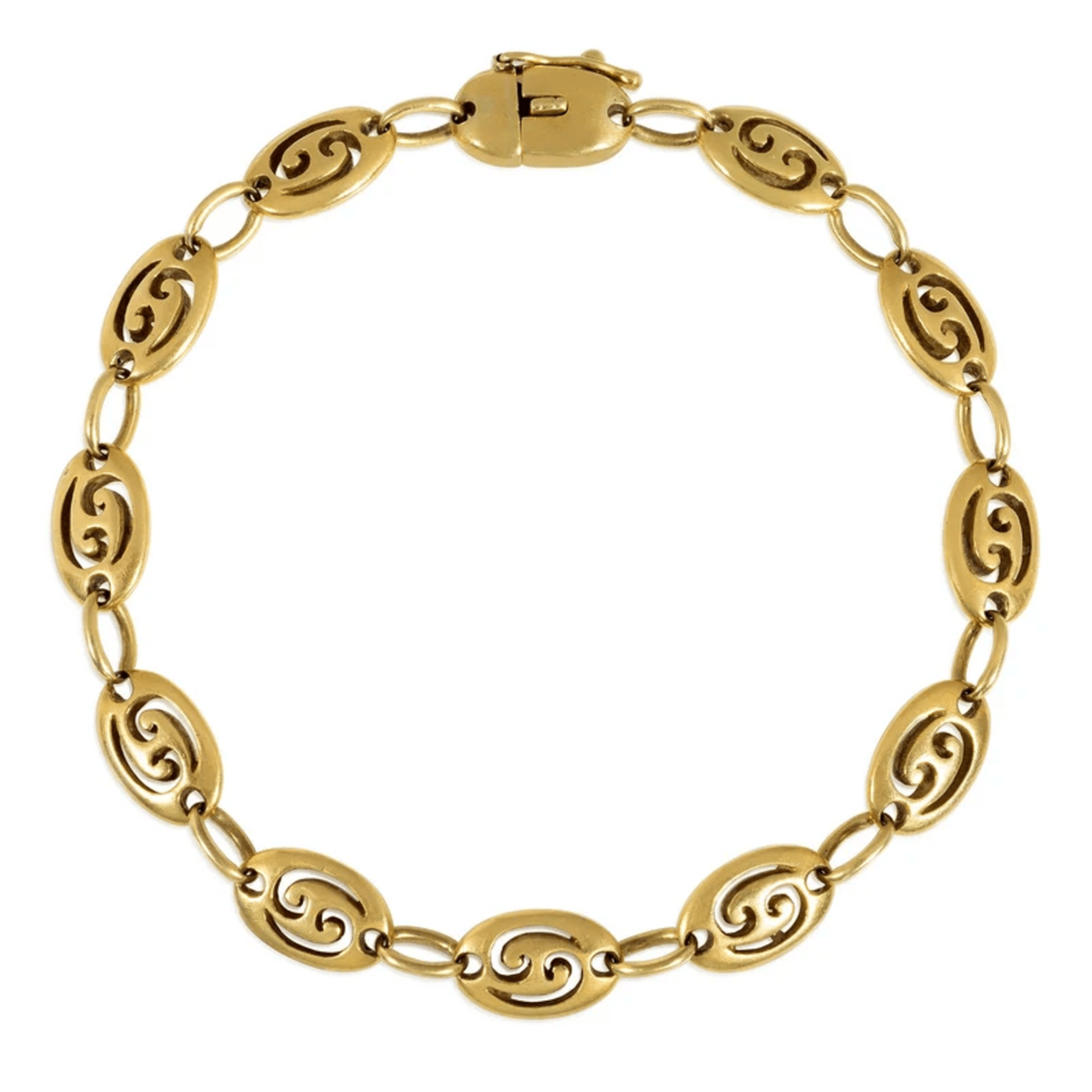 Jean Paris 1970s 18KT Yellow Gold Zodiac Bracelet front