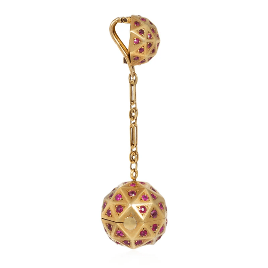 Van Cleef & Arpels Paris Retro 18KT Yellow Gold Ruby Watch Brooch side