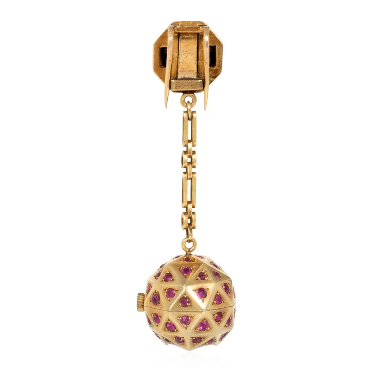 Van Cleef & Arpels Paris Retro 18KT Yellow Gold Ruby Watch Brooch back