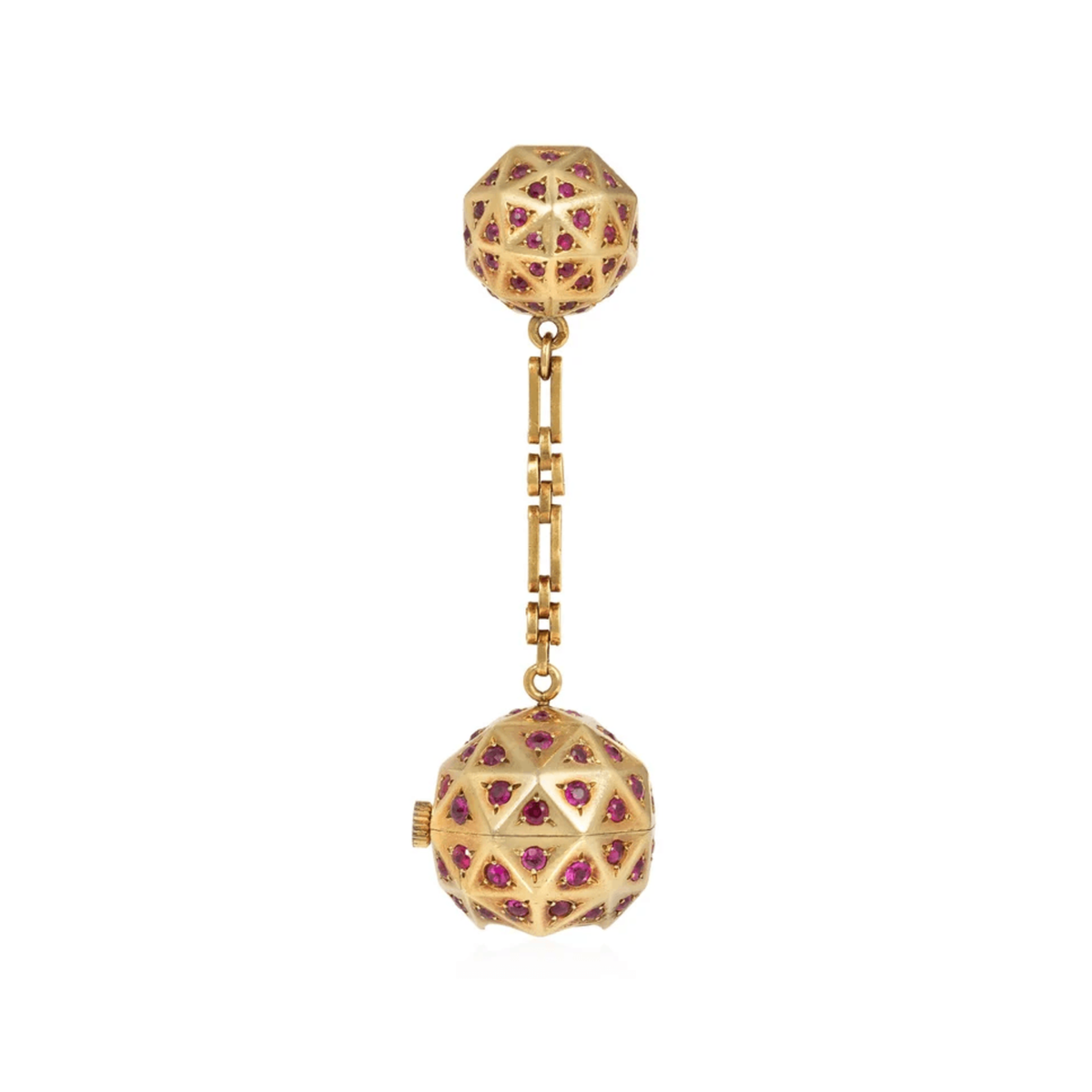 Van Cleef & Arpels Paris Retro 18KT Yellow Gold Ruby Watch Brooch front