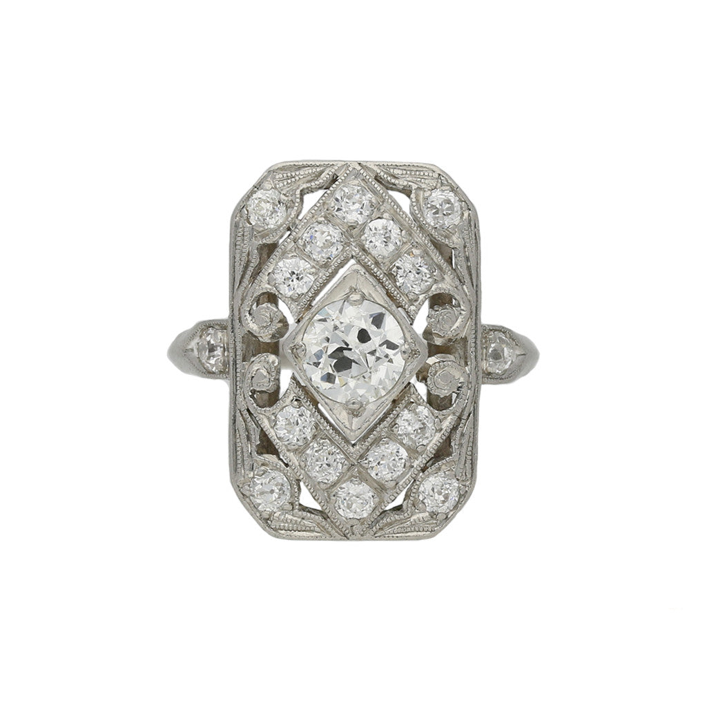 Art Deco Platinum Diamond Ring front
