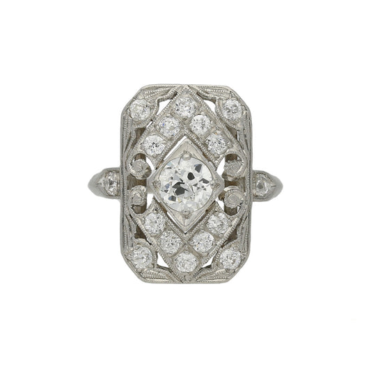 Art Deco Platinum Diamond Ring front