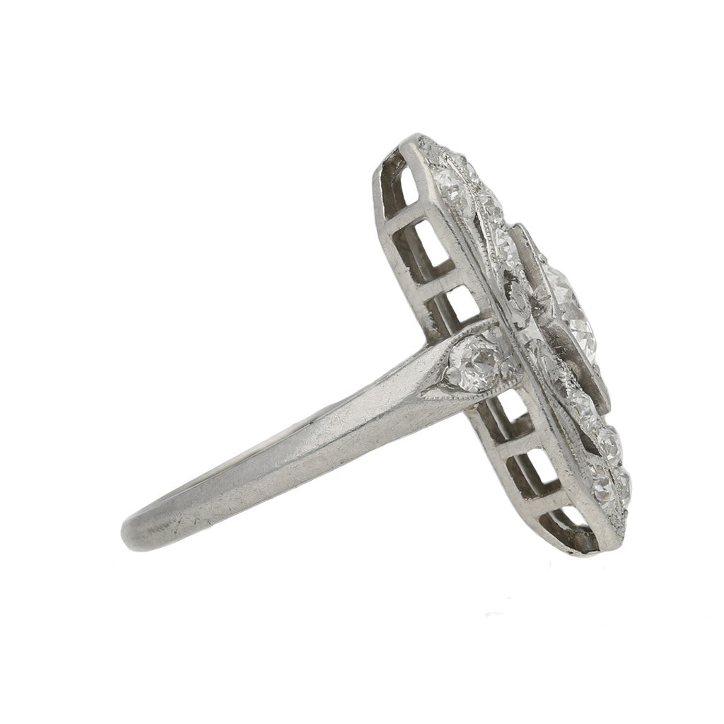 Art Deco Platinum Diamond Ring side