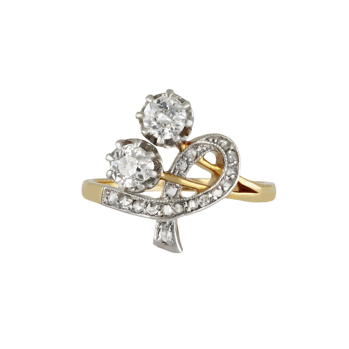 Edwardian Platinum & 18KT Yellow Gold Diamond Ring front