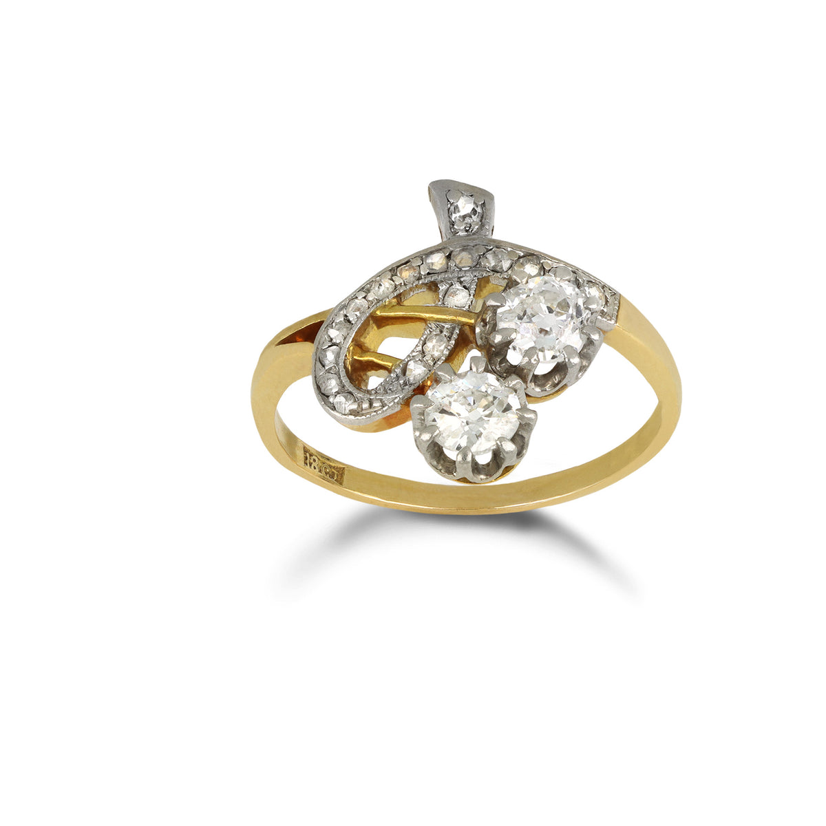 Edwardian Platinum & 18KT Yellow Gold Diamond Ring front