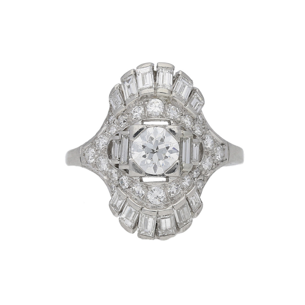 Art Deco Platinum Diamond Ring front