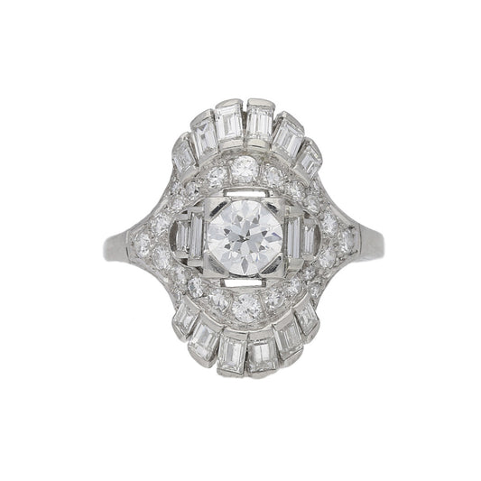 Art Deco Platinum Diamond Ring front