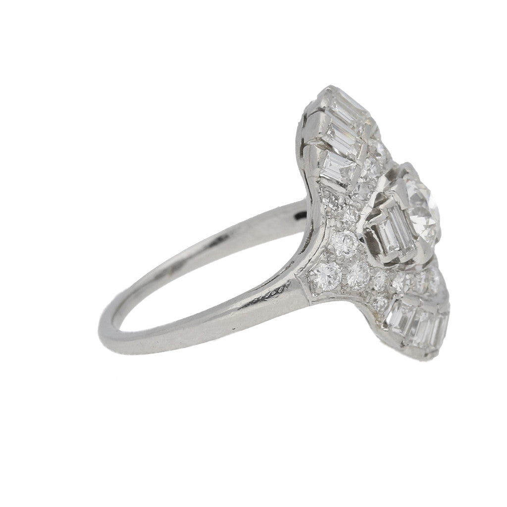 Art Deco Platinum Diamond Ring side