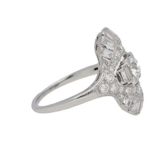 Art Deco Platinum Diamond Ring side