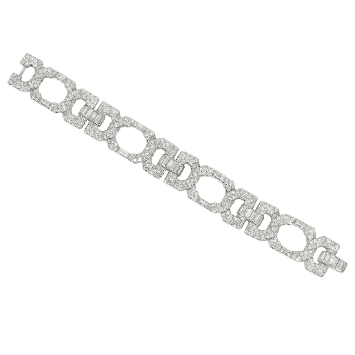 Charles Holl France Art Deco Platinum Diamond Bracelet front