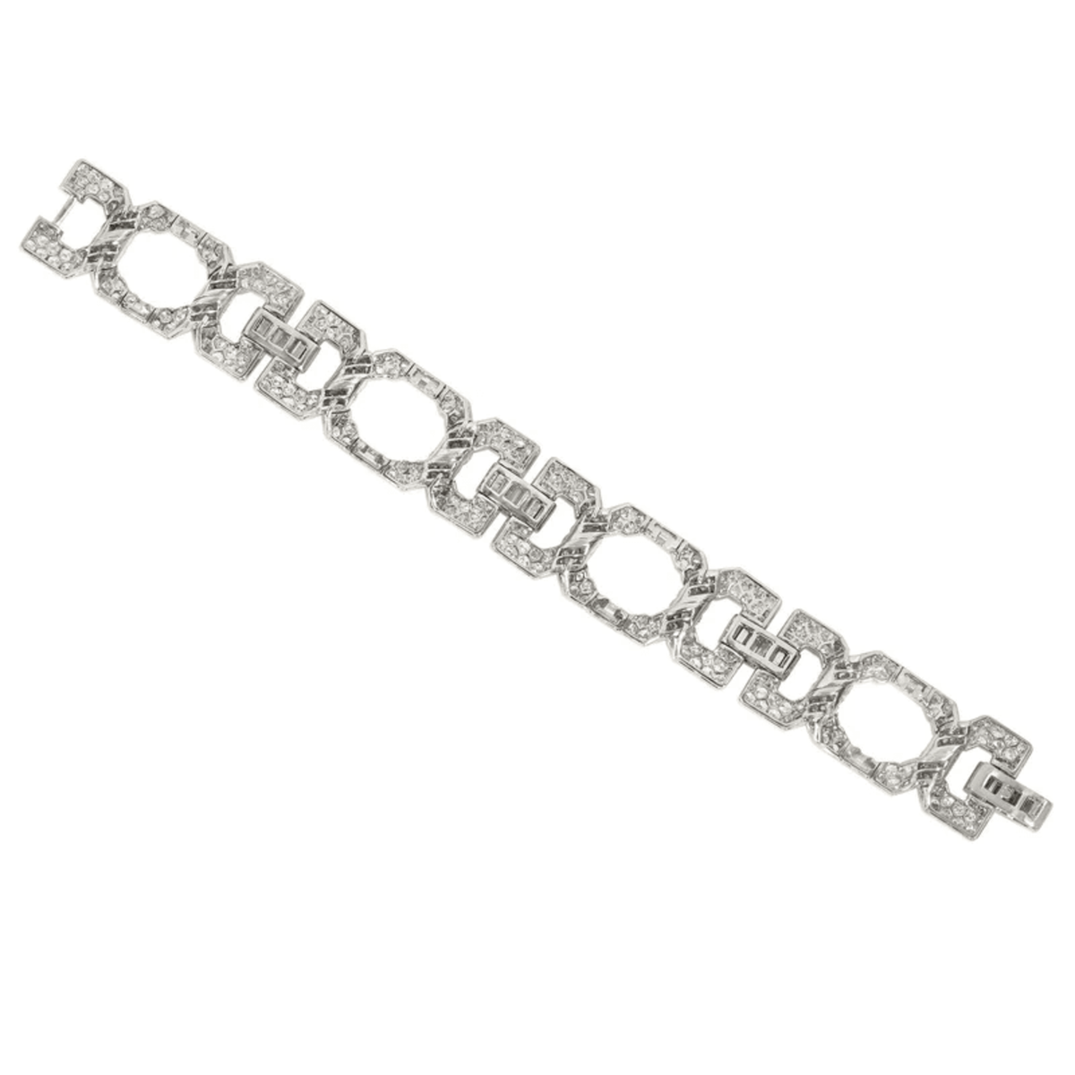 Charles Holl France Art Deco Platinum Diamond Bracelet back