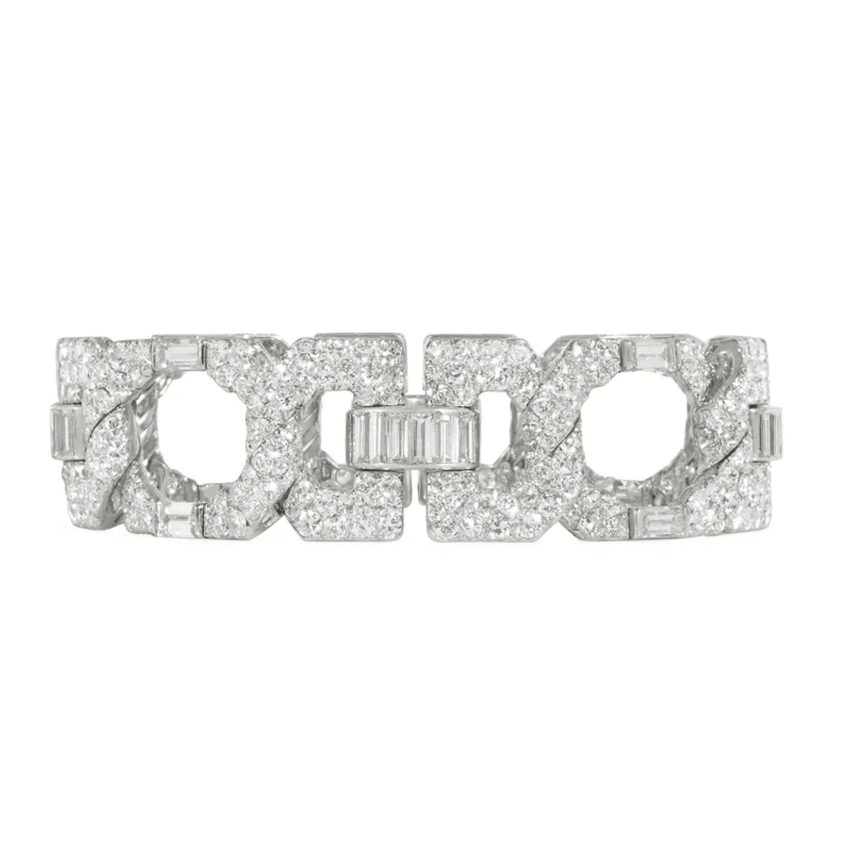 Charles Holl France Art Deco Platinum Diamond Bracelet front