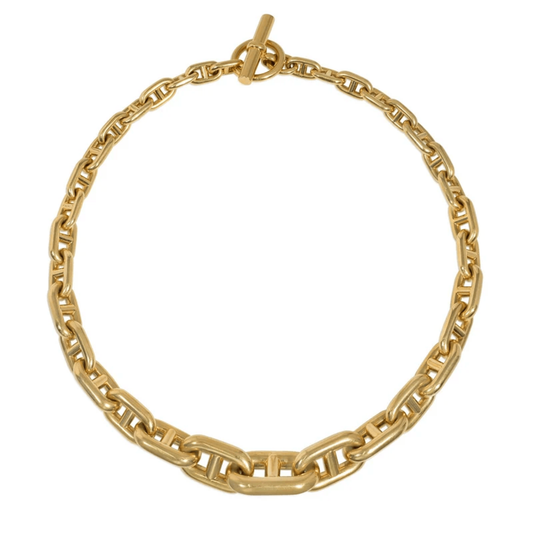 Hermes Paris 1950s 18KT Yellow Gold Chaine D’ancre Necklace front