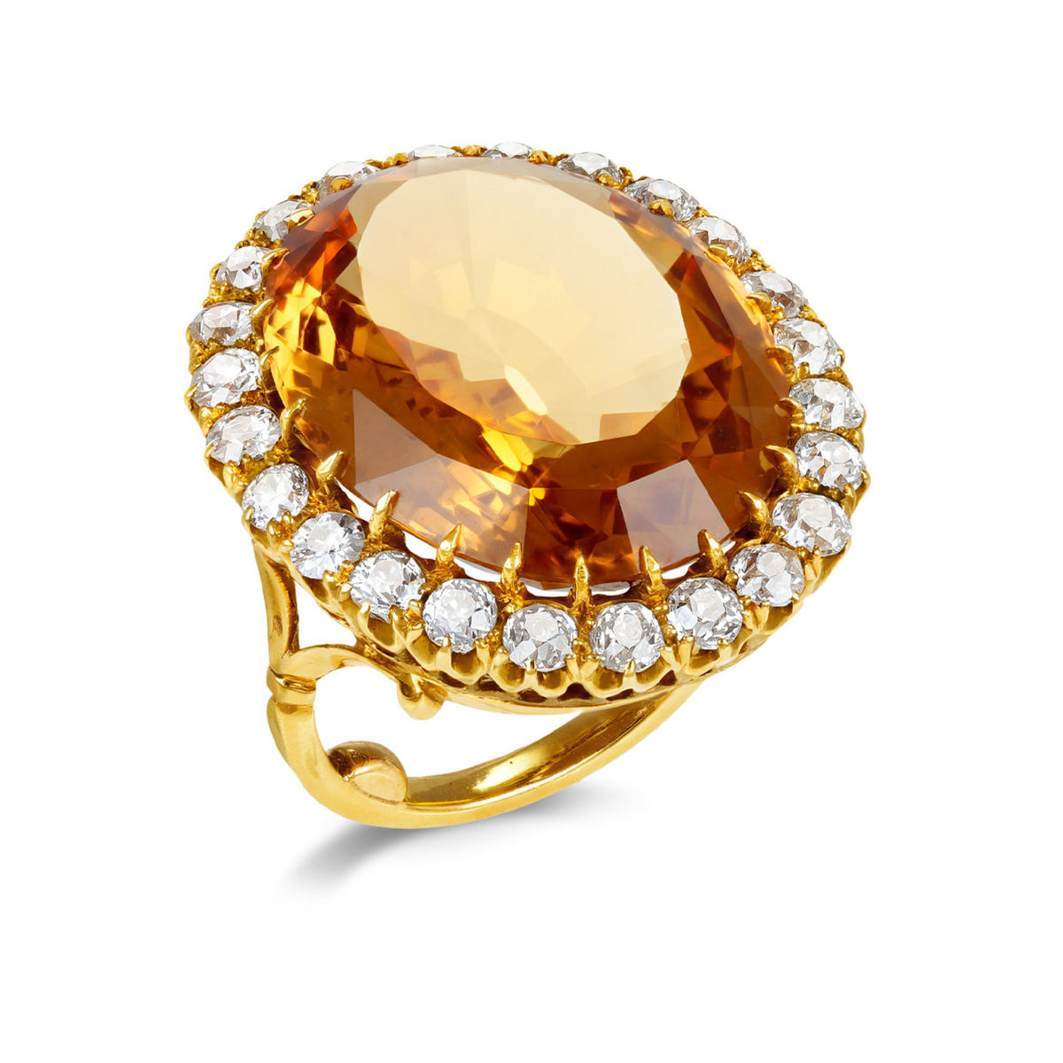 Victorian 18KT Yellow Gold Imperial Topaz & Diamond Ring side