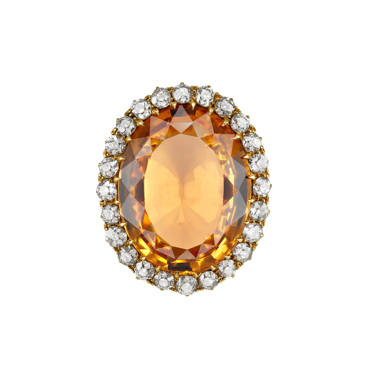 Victorian 18KT Yellow Gold Imperial Topaz & Diamond Ring front