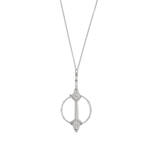 Edwardian Platinum Diamond Lorgnette Pendant front