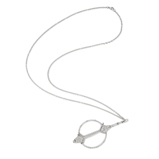 Edwardian Platinum Diamond Lorgnette Pendant front