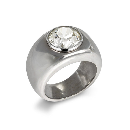 1980s 18KT White Gold Diamond Ring profile