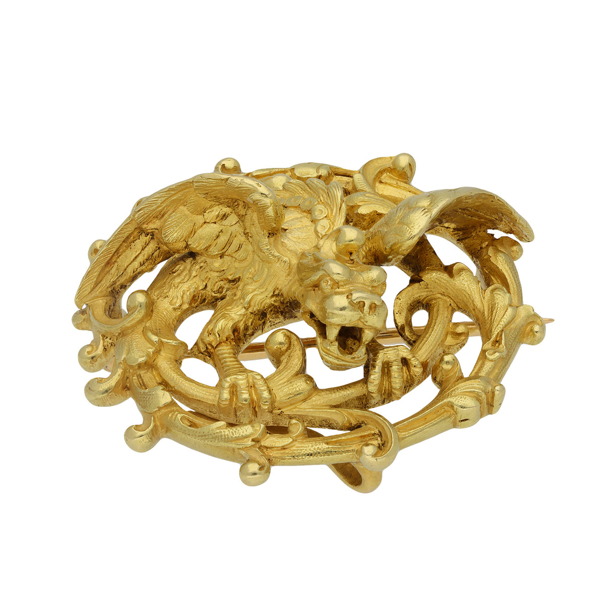 Maison Plisson et Hartz French Victorian 18KT Yellow Gold Chimera Brooch front
