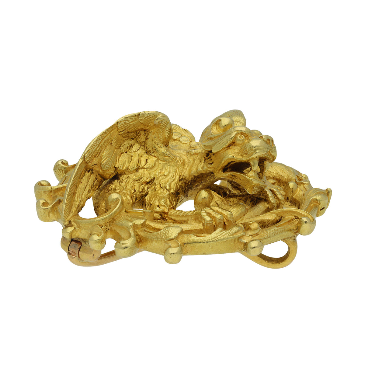 Maison Plisson et Hartz French Victorian 18KT Yellow Gold Chimera Brooch front