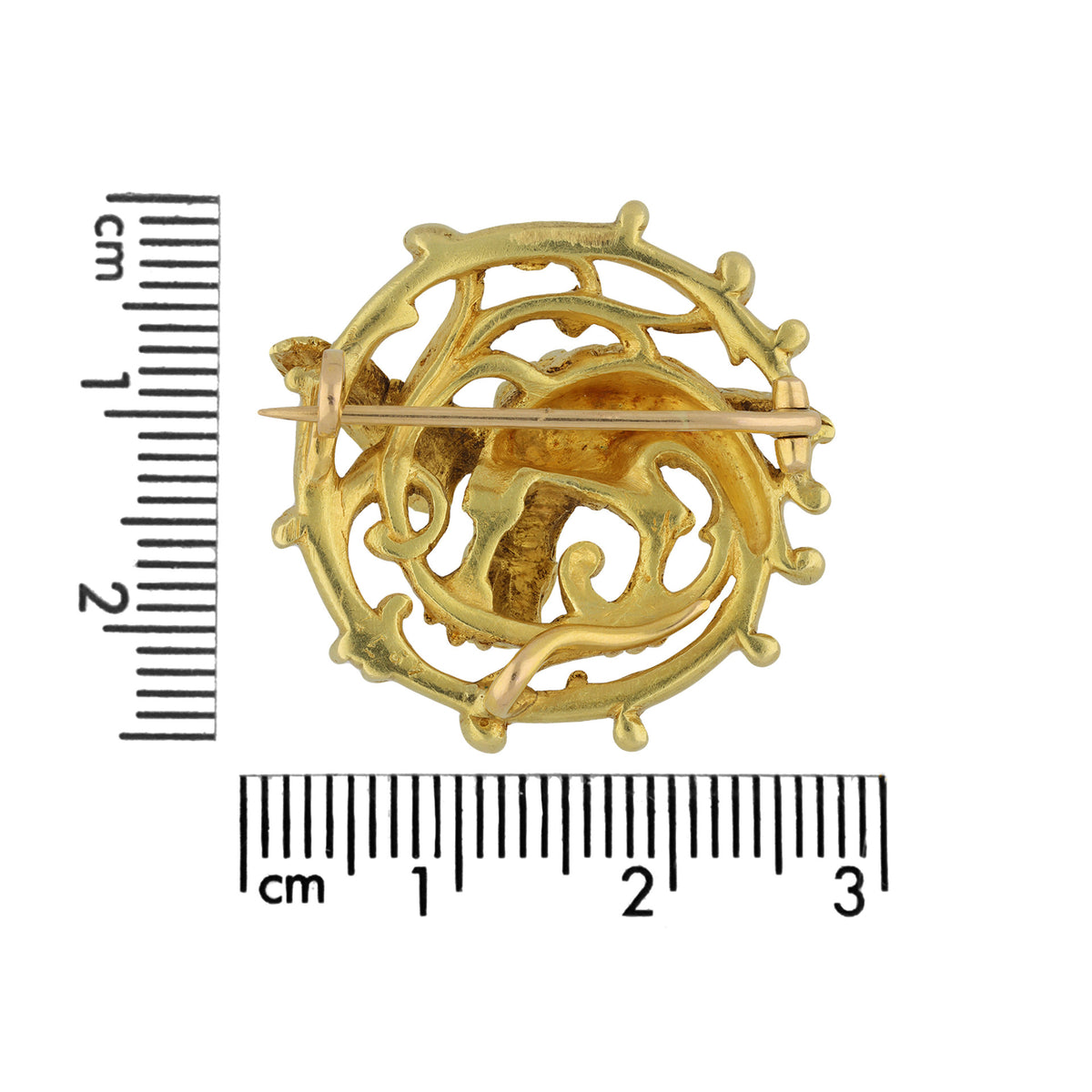 Maison Plisson et Hartz French Victorian 18KT Yellow Gold Chimera Brooch measurements