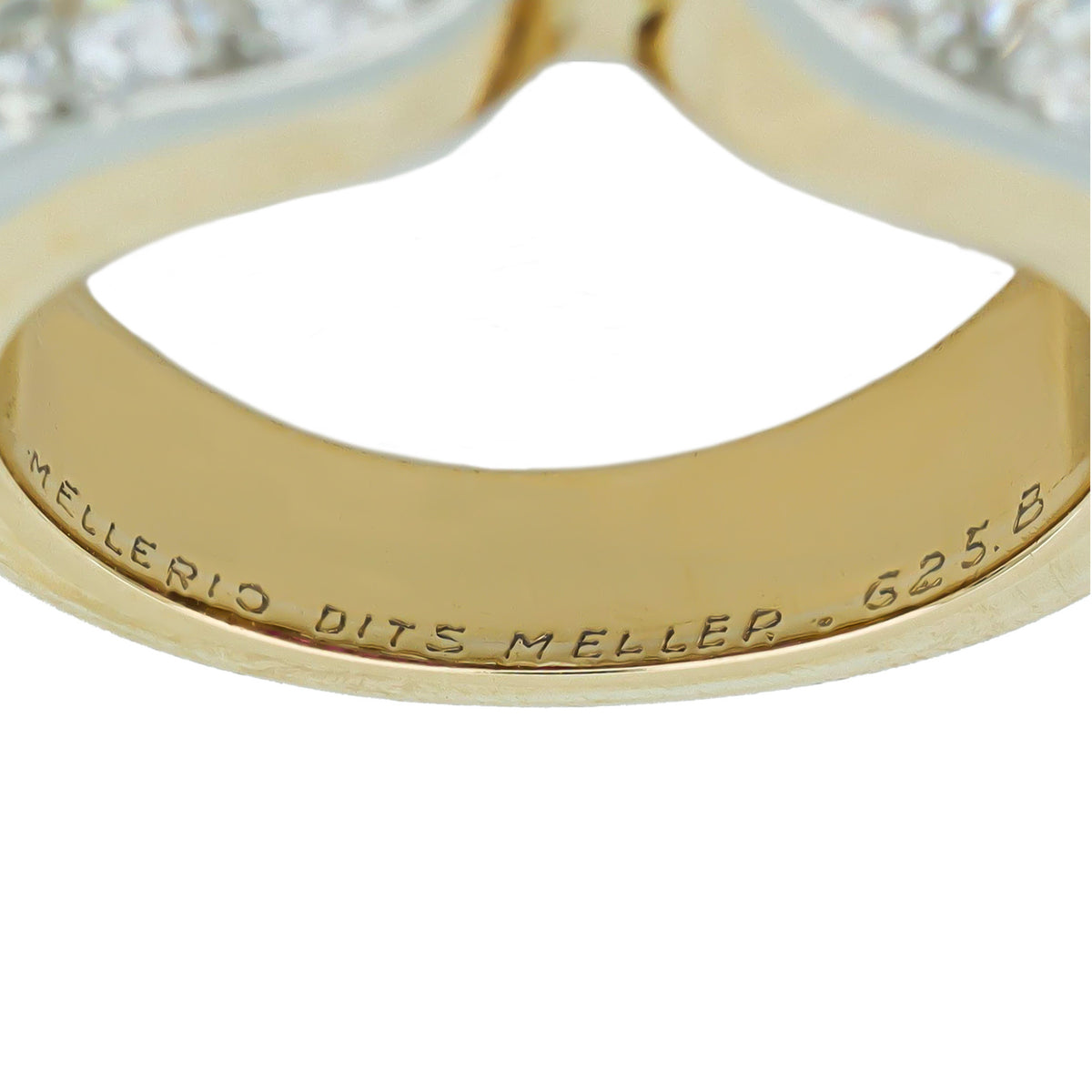 Mellerio French 1940s Platinum & 18KT Yellow Gold Ruby & Diamond Ring signature