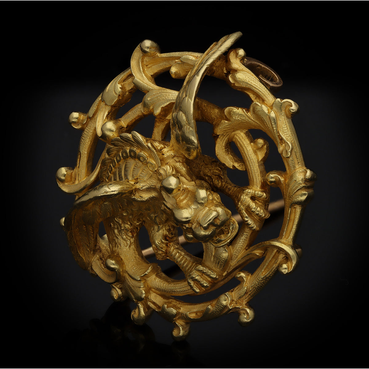 Maison Plisson et Hartz French Victorian 18KT Yellow Gold Chimera Brooch front