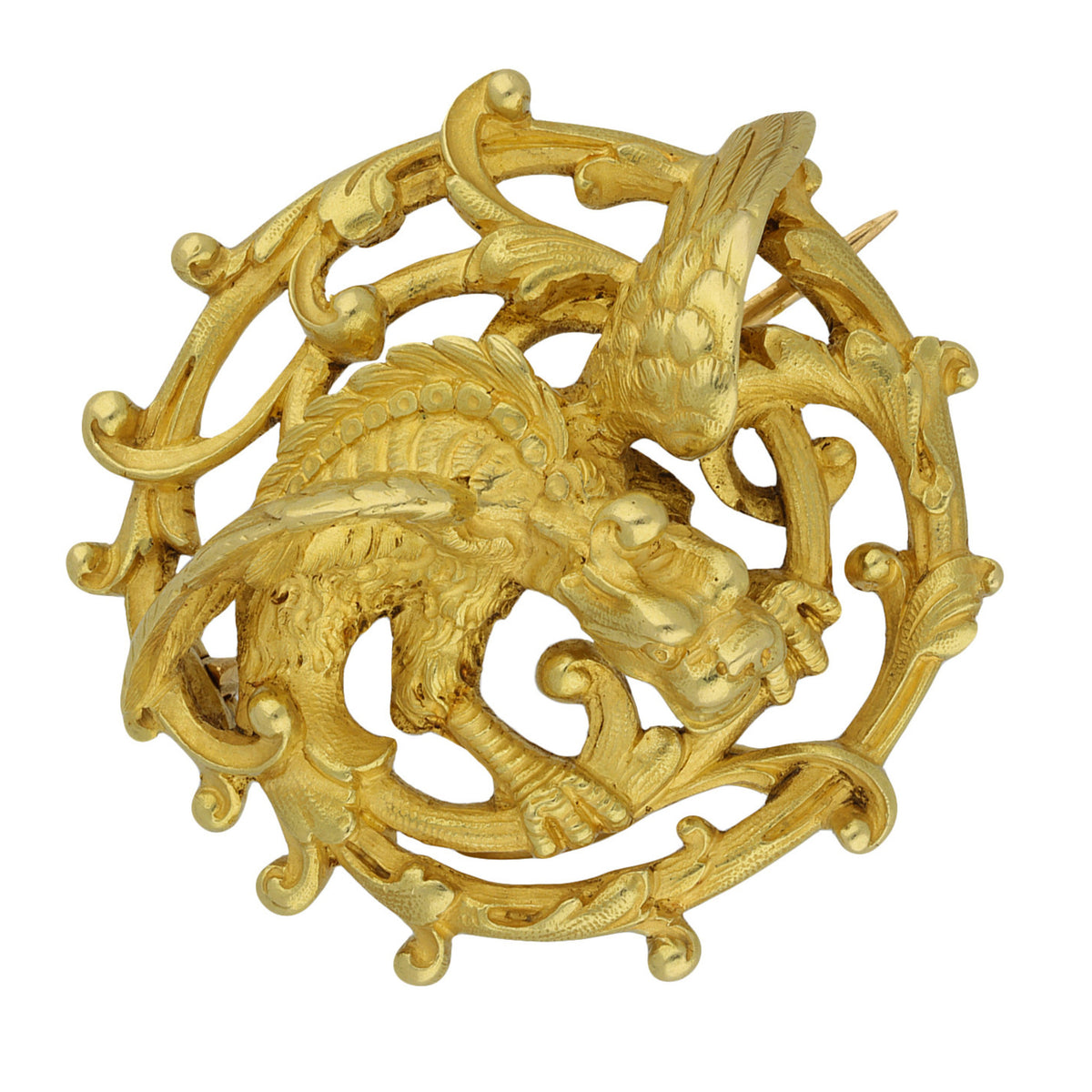 Maison Plisson et Hartz French Victorian 18KT Yellow Gold Chimera Brooch front