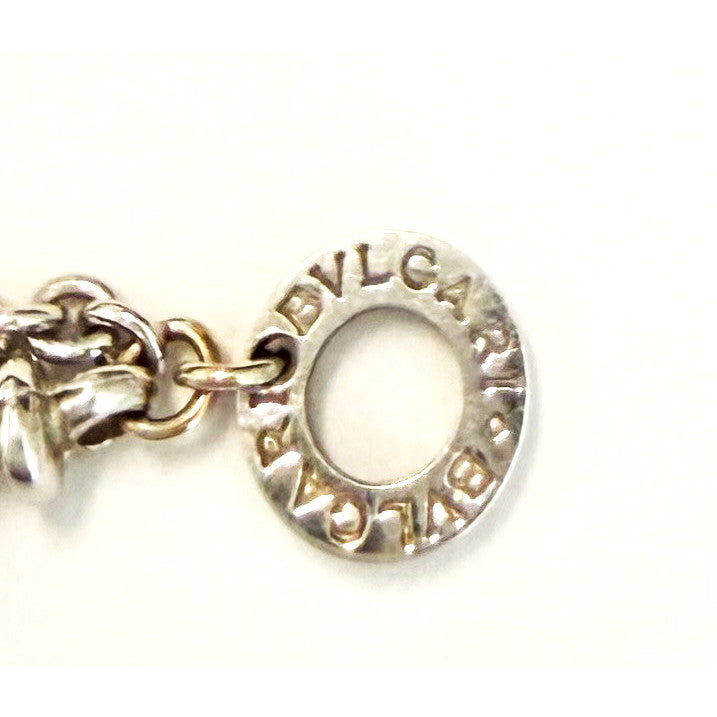 Bulgari Post-1980s 18KT White Gold Cultured Pearl & Diamond Necklace signature
