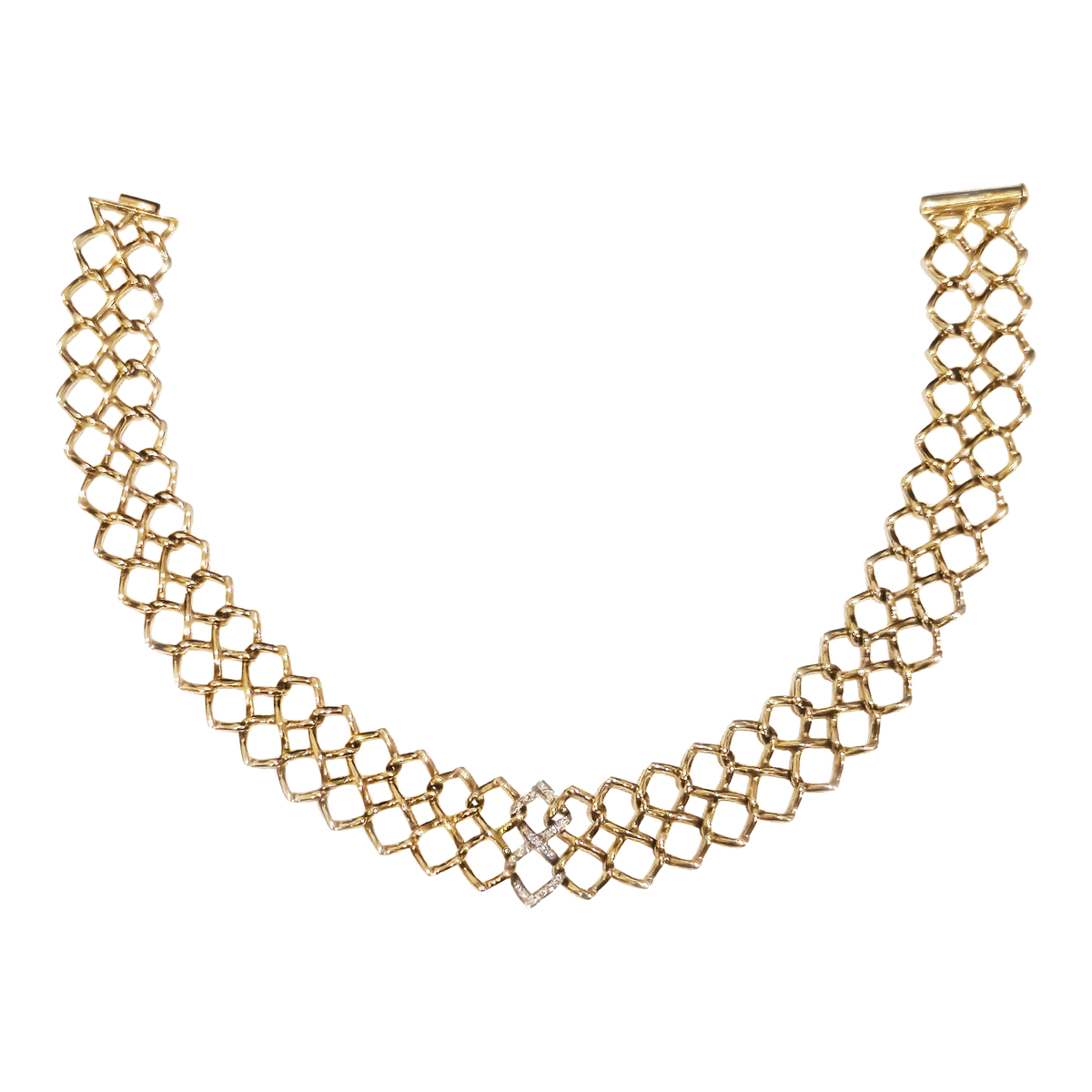 Tiffany & Co. 1980s 18KT Yellow Gold Diamond Necklace front