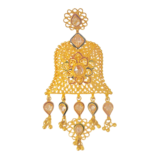 Post-1980s 22KT Yellow Gold Moissanite & Enamel Pendant front