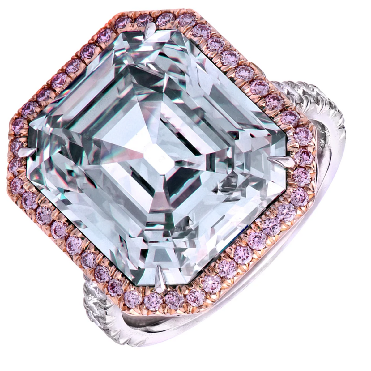 Contemporary 18KT Rose Gold & Platinum Diamond Ring front