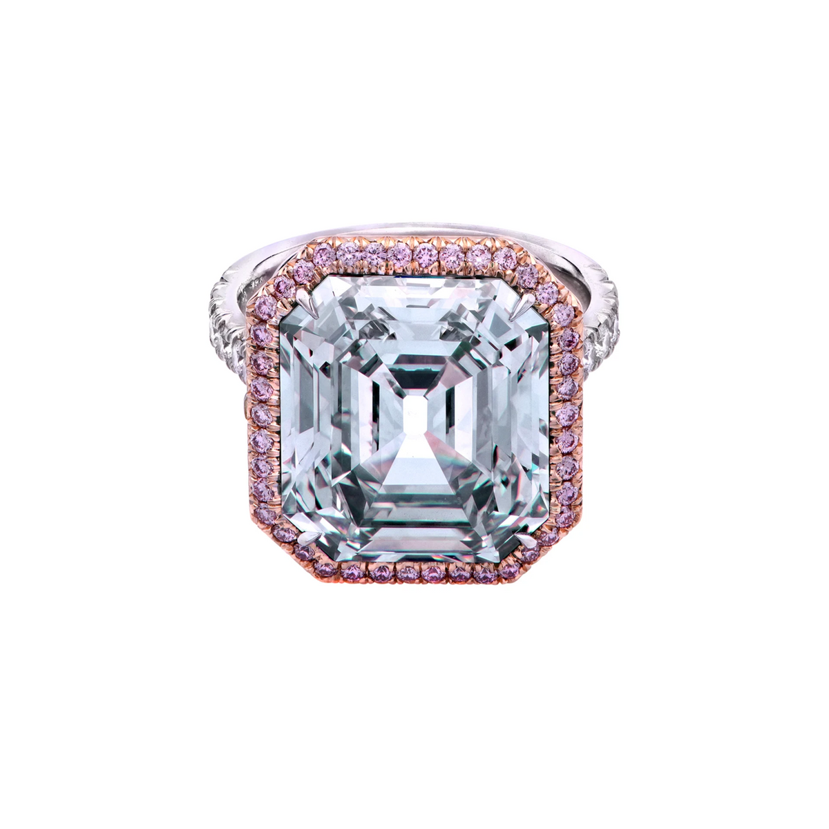 Contemporary 18KT Rose Gold & Platinum Diamond Ring front
