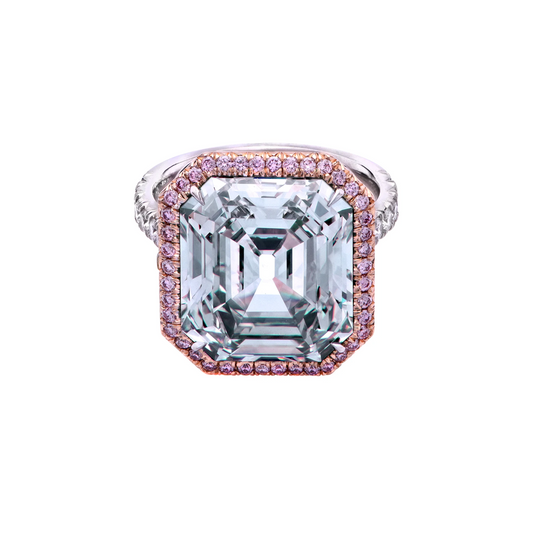 Contemporary 18KT Rose Gold & Platinum Diamond Ring front