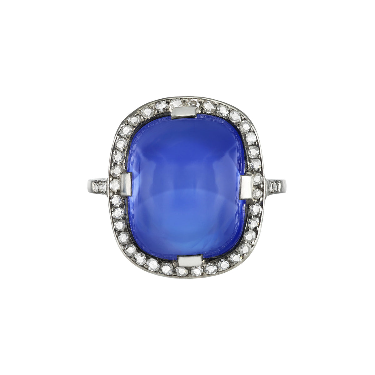 Art Deco Platinum Sapphire & Diamond Ring front