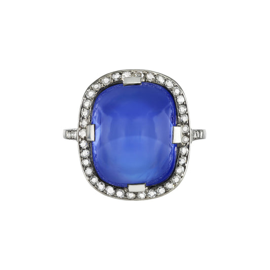 Art Deco Platinum Sapphire & Diamond Ring front