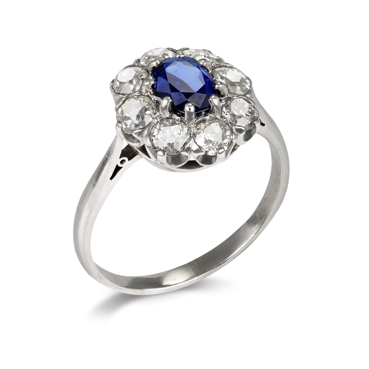 Art Deco Platinum Sapphire & Diamond Ring profile