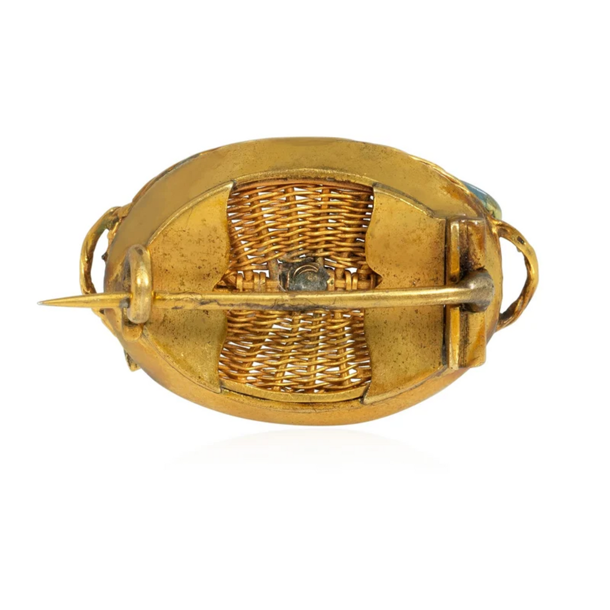 English Victorian 15KT Yellow Gold Enamel Brooch back