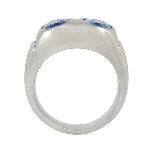 Retro Platinum Sapphire Ring profile