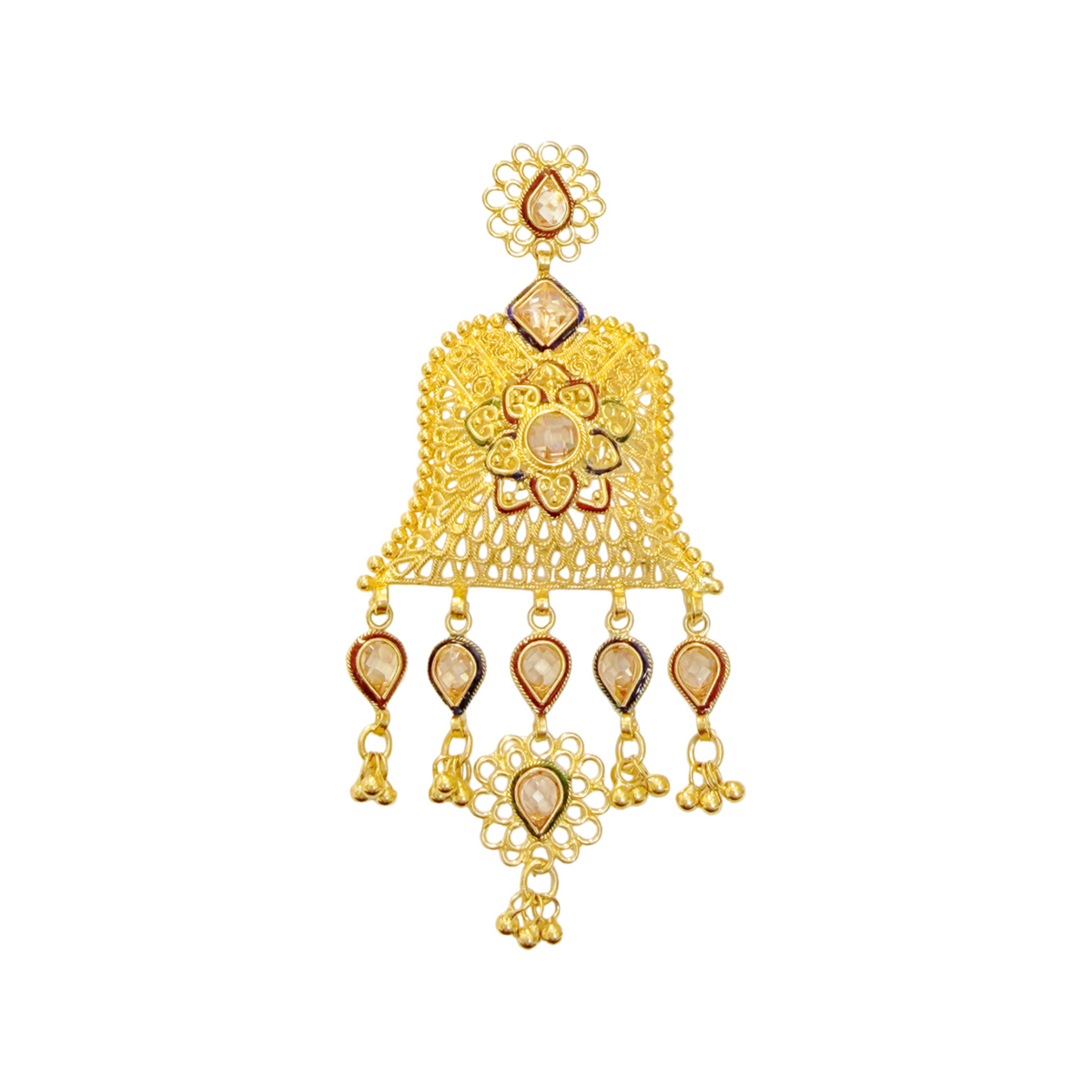 Post-1980s 22KT Yellow Gold Moissanite & Enamel Pendant front