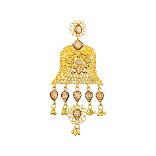 Post-1980s 22KT Yellow Gold Moissanite & Enamel Pendant front