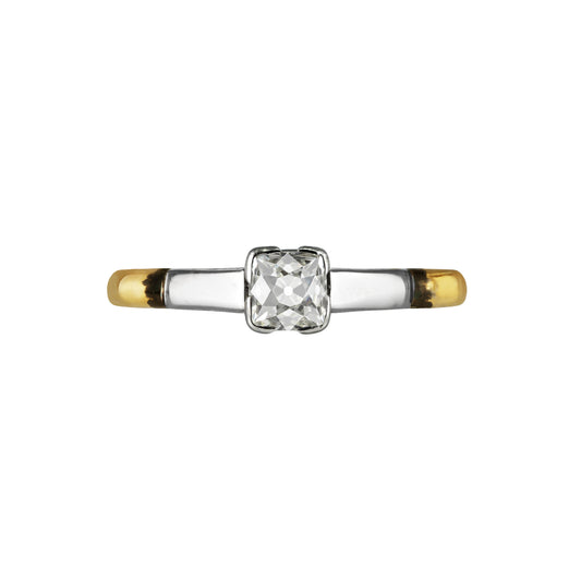 English Edwardian Platinum & 18KT Yellow Gold Diamond Ring front