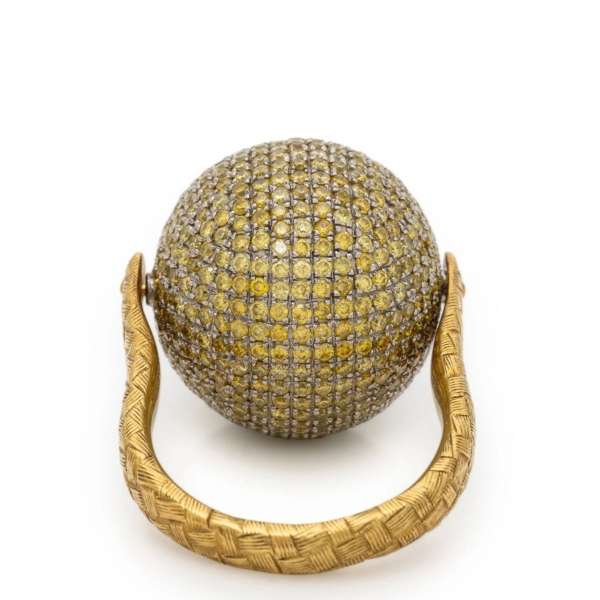 Bottega Veneta Post-1980s 18KT Yellow Gold Yellow Diamond Sfera Ring back