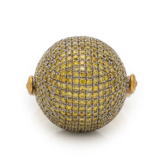 Bottega Veneta Post-1980s 18KT Yellow Gold Yellow Diamond Sfera Ring front